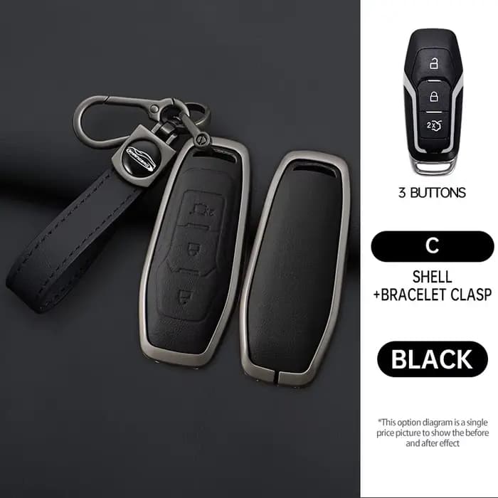 Ceyes Auto Fob télécommande intelligente 3 4 coque de couverture en Fiber de carbone accessoires de style de voiture étui pour clé pour Ford Focus Mondeo Explorer Mustang