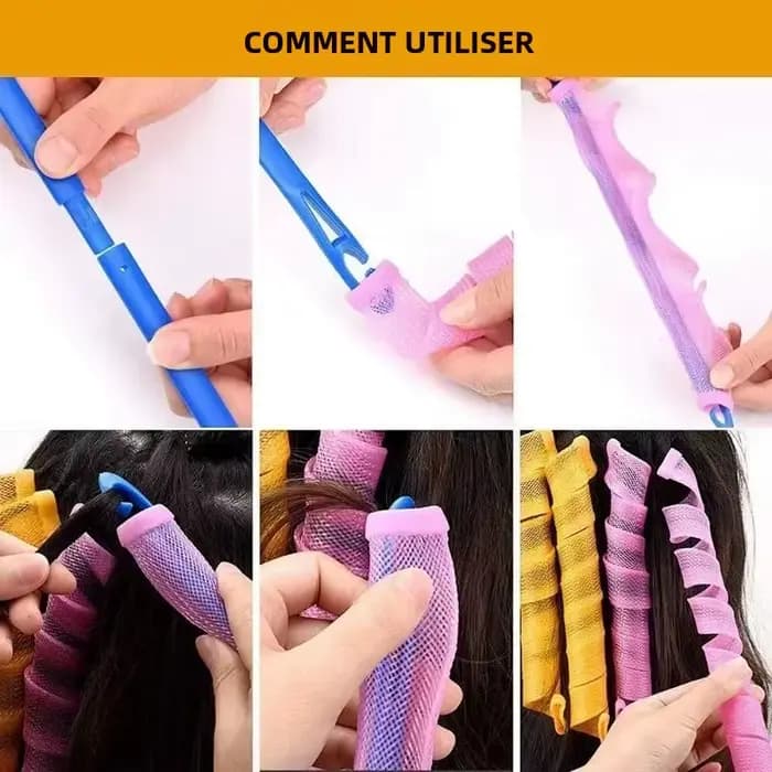 Rouleau à cheveux sans chaleur bigoudis en spirale boucles magiques