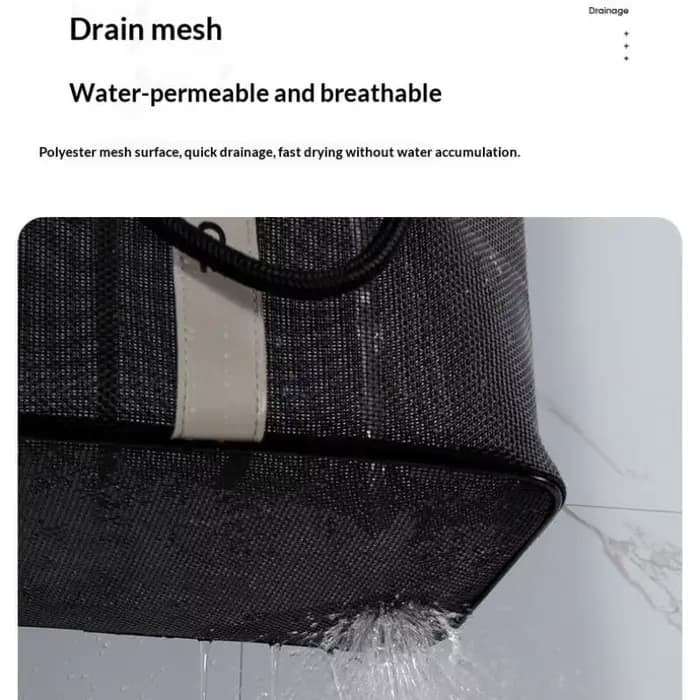 Trousse de toilette en maille avec trous de drainage – Organisateur de douche portable pour hommes et femmes