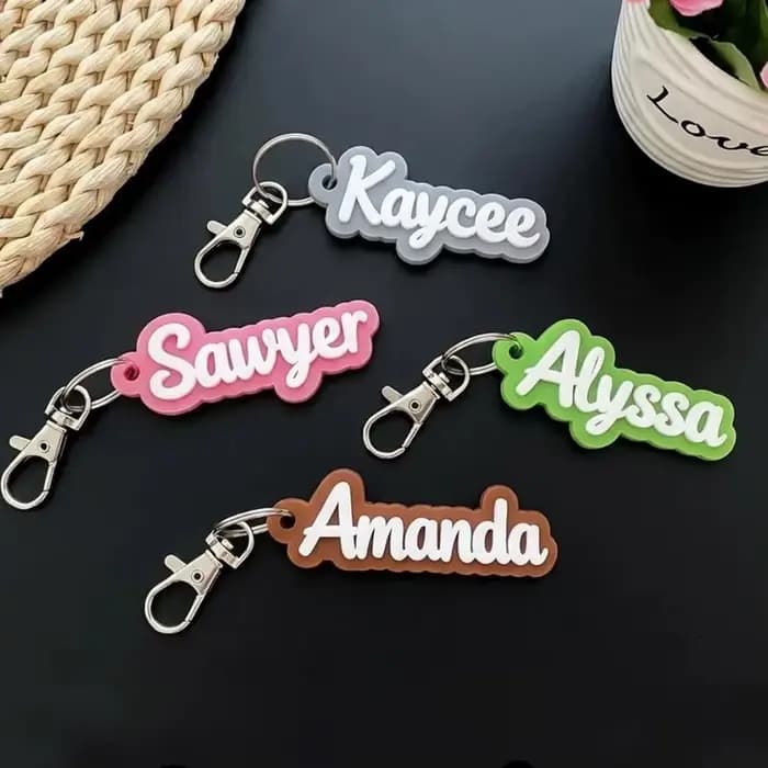 Porte-clés personnalisé en acrylique avec nom, breloque de sac à lettres personnalisables, support de clés avec texte personnalisable, breloque pour sac d'école pour enfants