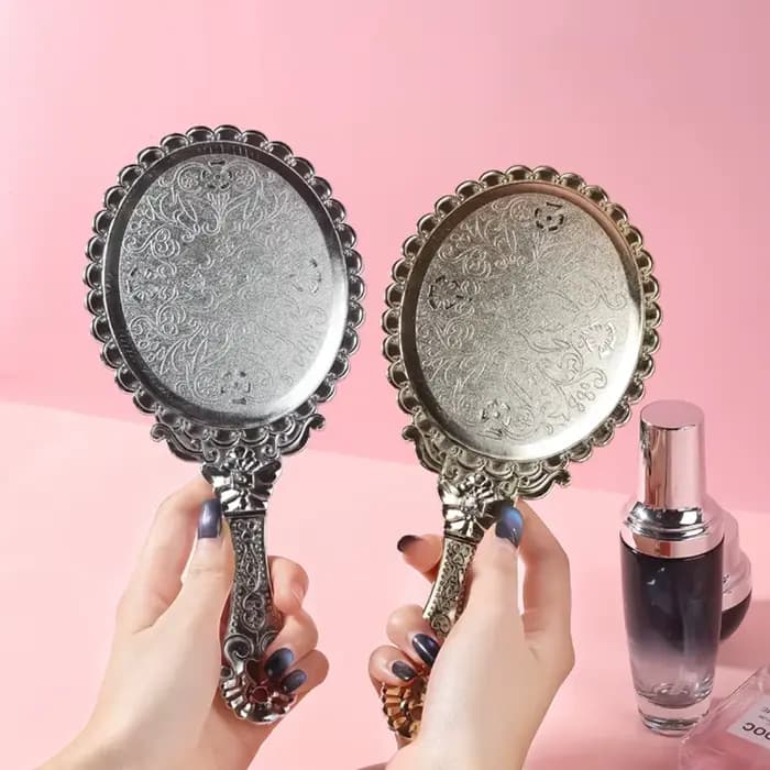 Miroir de Maquillage Portable à Motifs Vintage