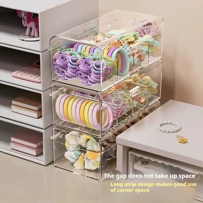 Boîte de rangement en acrylique pour accessoires de cheveux