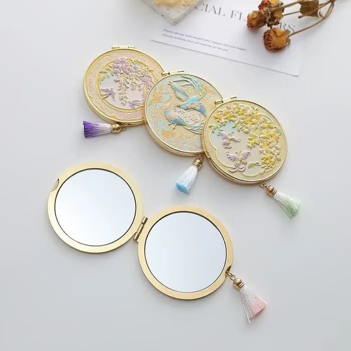 Miroir de maquillage en métal de style chinois