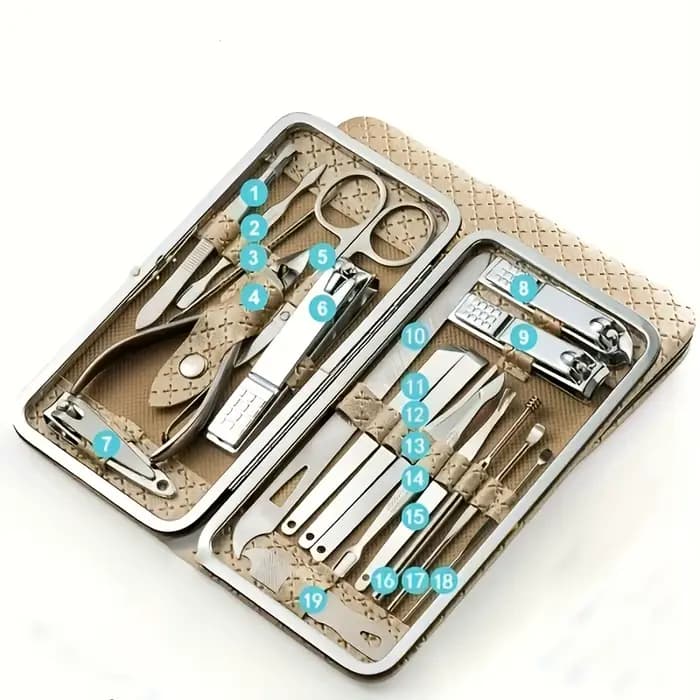 Ensemble d'outils de manucure et de pédicure 19 pièces/ensemble avec boîte de rangement