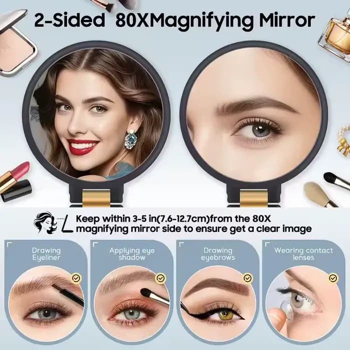 1 miroir de maquillage double face grossissant