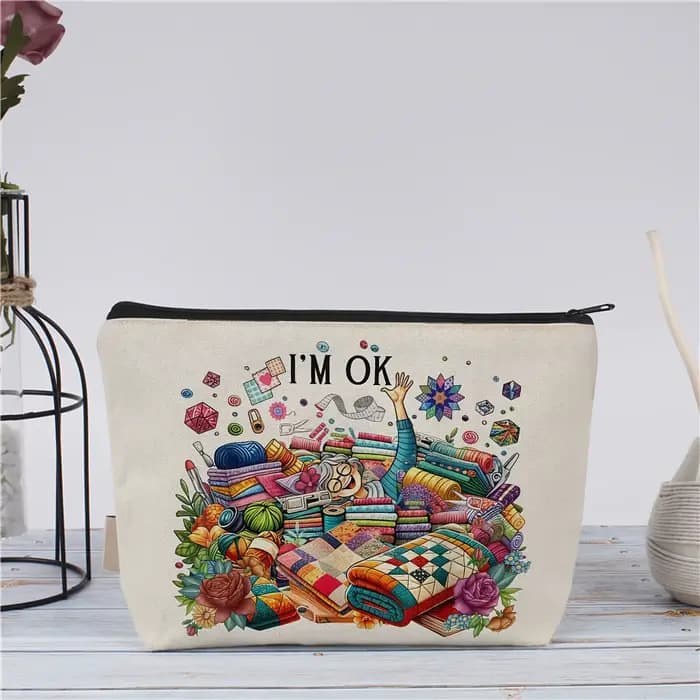 Un sac de maquillage drôle pour machine à coudre – Jolie pochette multifonctionnelle à fermeture éclair