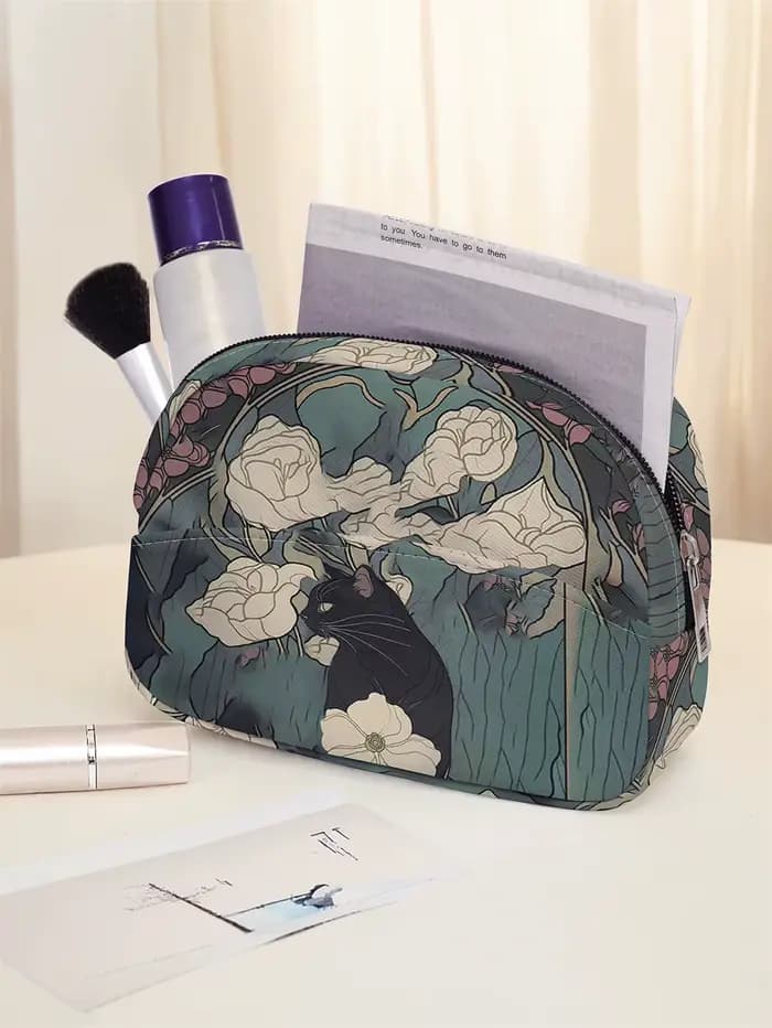 Trousse de maquillage imprimée à motif de chat mignon
