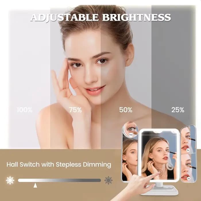 Miroir de maquillage à trois volets