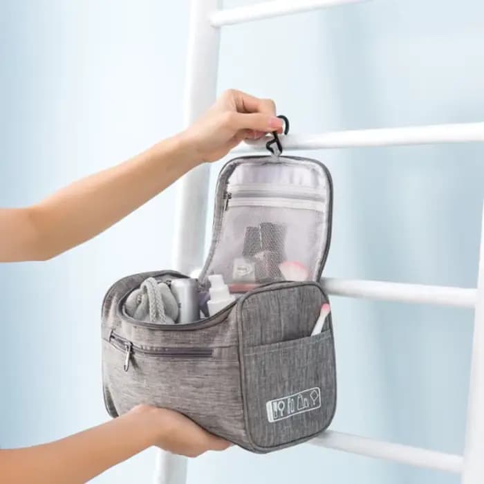 Trousse de Toilette Portable Suspendue pour Maquillage et Accessoires – Organisateur de Voyage pour Hommes et Femmes