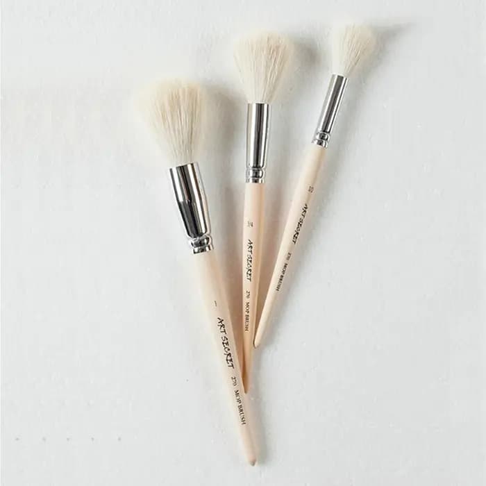 Artsecret-Brosse ronde en poils de chèvre moelleux, Interconnexion acrylique, Multi-usages, 270MOP, Manche en bois naturel, Dessin propre