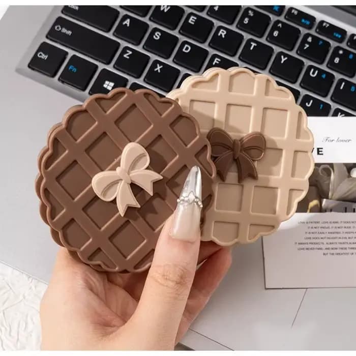 Miroir de maquillage Double face coulissant en forme de gaufre
