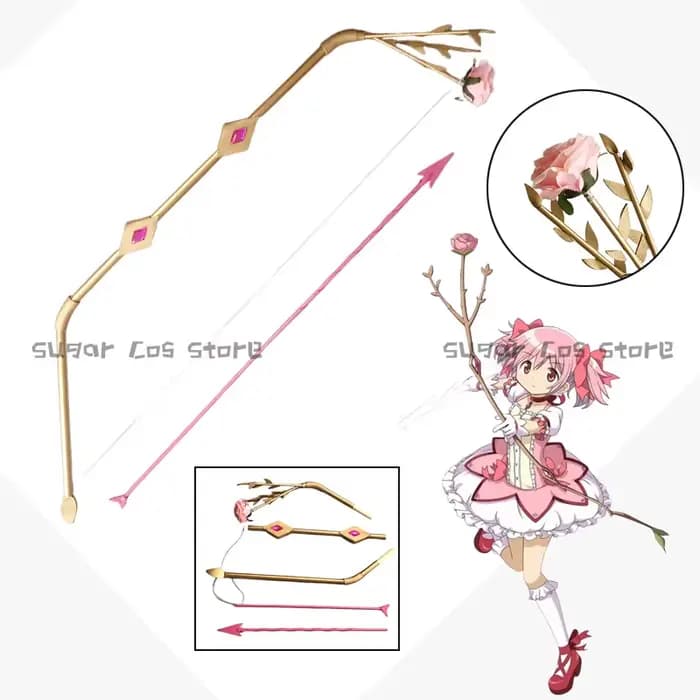 Arc et flèches de cosplay Anime Kaname Madoka, accessoires d'armes roses, accessoires d'uniforme Puella Magi Madoka Magica, accessoires de fête d'Halloween