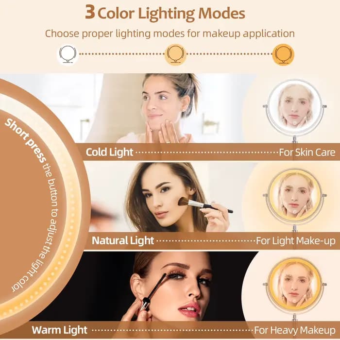 Miroir de maquillage debout avec lampe lumineuse