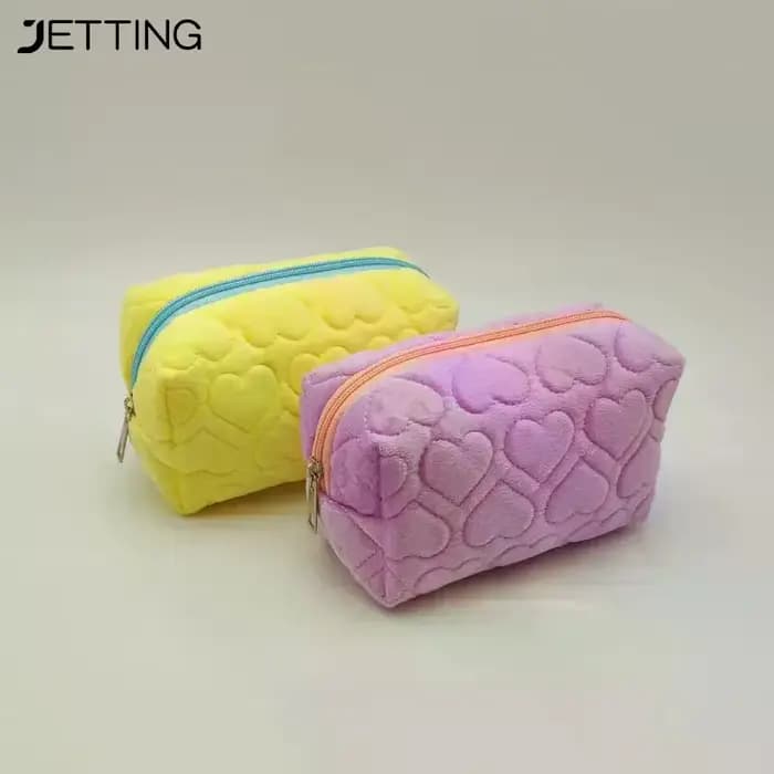 Sac de maquillage en peluche à motif d'amour pour femmes