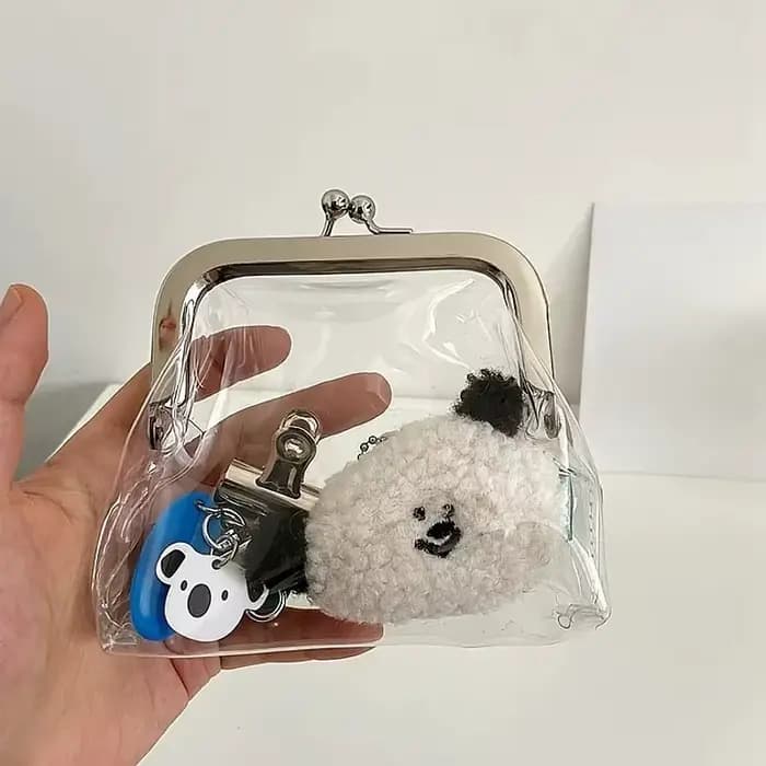 Pochette transparente en PVC avec fermoir métallique