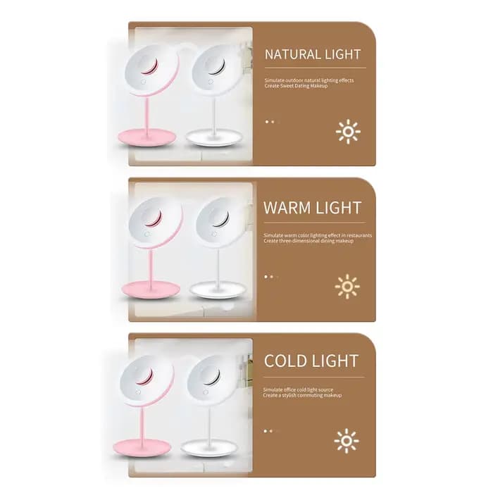 Miroir de maquillage LED 3 couleurs