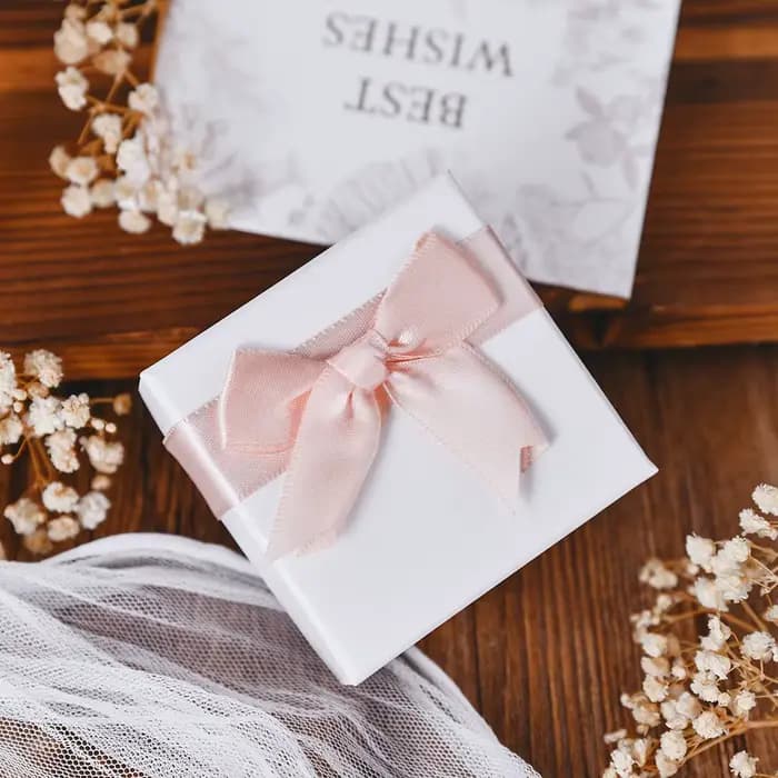 Miroirs de maquillage compacts personnalisés avec boîte à ruban blanc