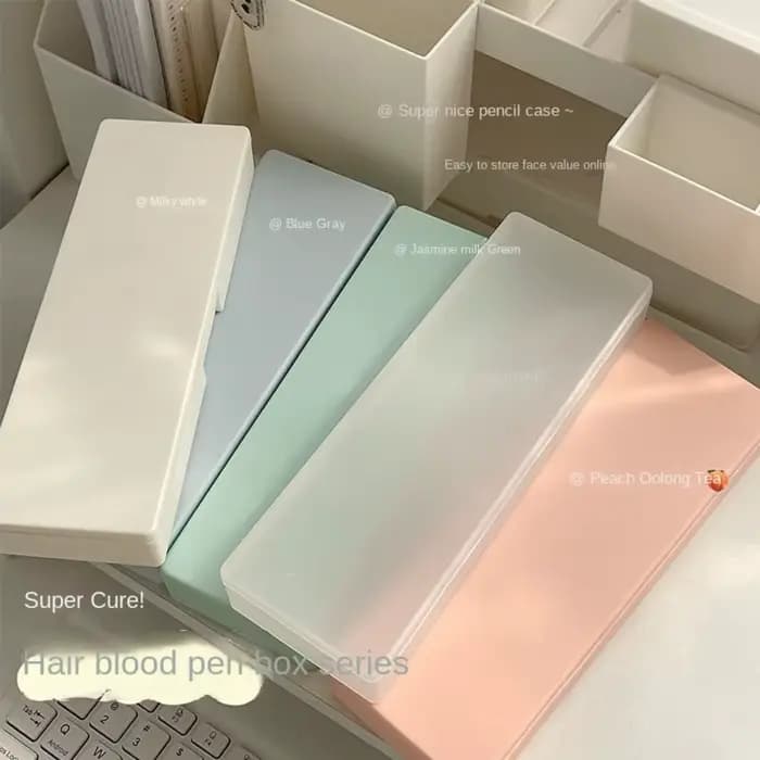 Boîte à crayons en plastique solide, boîte de rangement de bureau, conteneur de papeterie, étui à stylos, sac à crayons étudiant, poudres à stylos