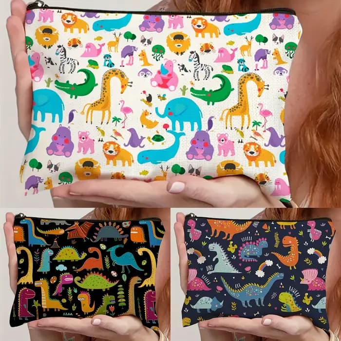 Charmant trousse de maquillage imprimée dinosaure