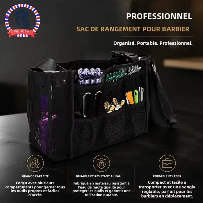 Sac organisateur d'outils de maquillage et de cheveux multi-poches: fourre-tout de rangement en maille pour brosses