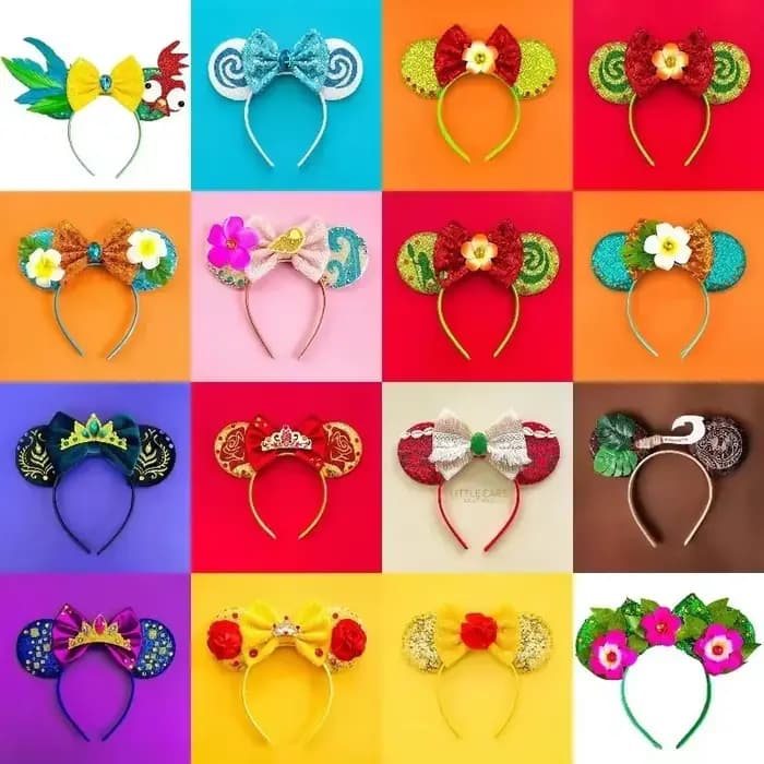 Accessoires de cheveux Disney raiponce pour filles, bandeaux caméléon oreilles de tournesol pour femmes, bandeaux emmêlés pour enfants, couvre-chef à nœud à paillettes