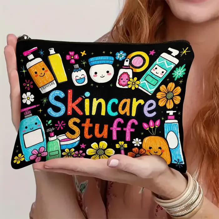 Sac de maquillage à motifs tendance - Pochette multifonctionnelle à fermeture éclair