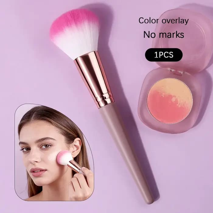 1 pinceau de maquillage multifonctionnel à manche violet et poils en fibres