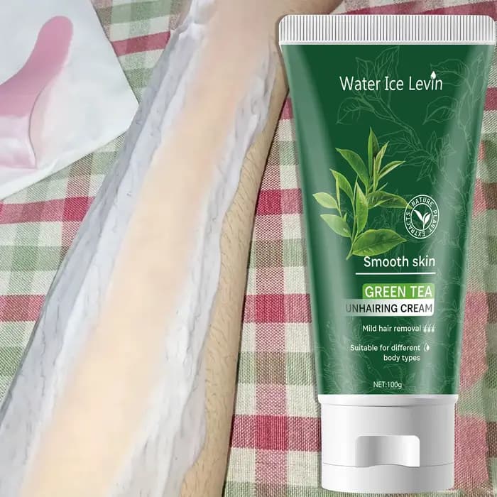 Crème Épilatoire Douceur au Thé Vert - Effet Peau Satinée - Formule Non Irritante - Pour une Sensation de Fraîcheur