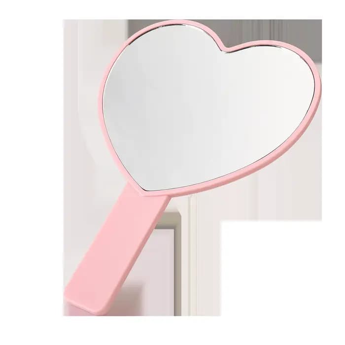 Miroir de vanité portatif en forme de coeur haute définition avec poignée