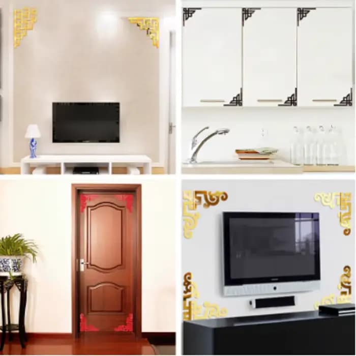 Autocollants muraux miroir argenté 3D
