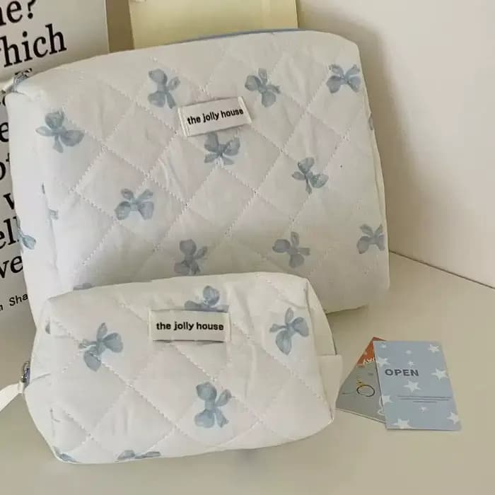 Trousse de maquillage grande capacité avec imprimé nœud