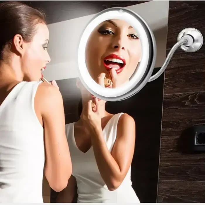 Miroir de maquillage éclairé par LED col de cygne 6.8 "10x grossissant