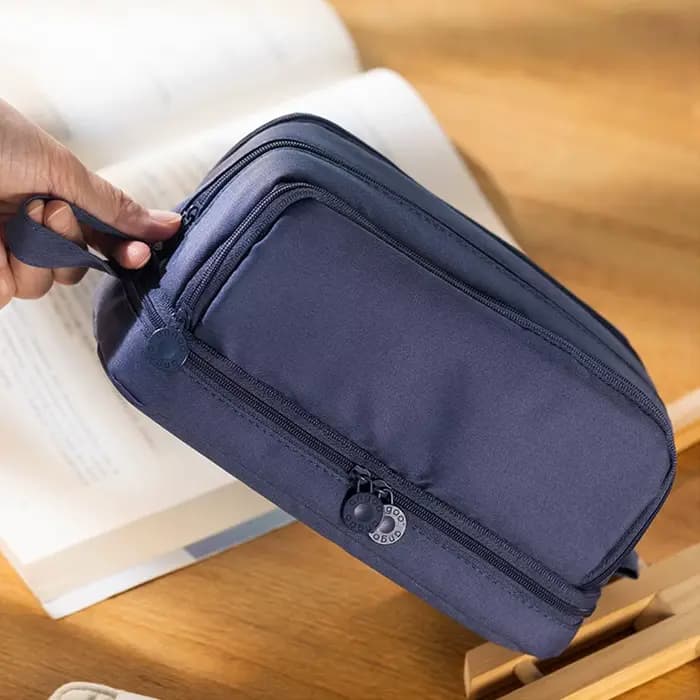 Sac à crayons noir, étui à stylos de grande capacité