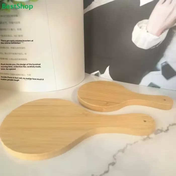 ❄ Miroir à main en bambou naturel – 2 tailles
