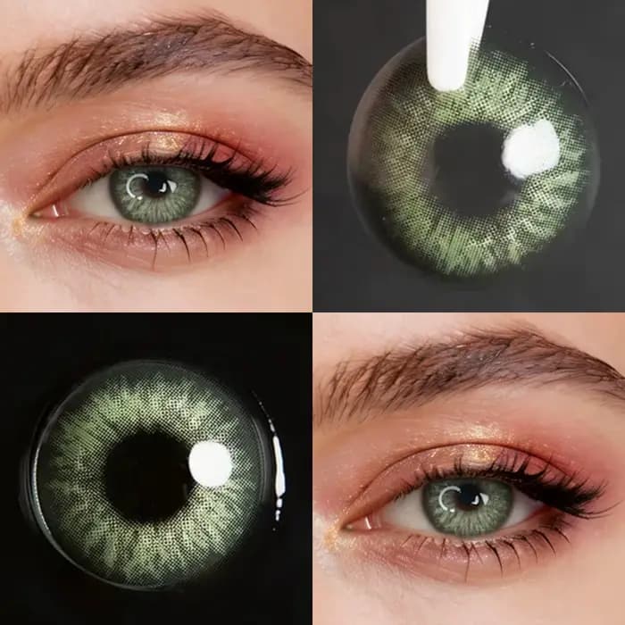 Lentilles de contact colorées vertes avec correction de la myopie