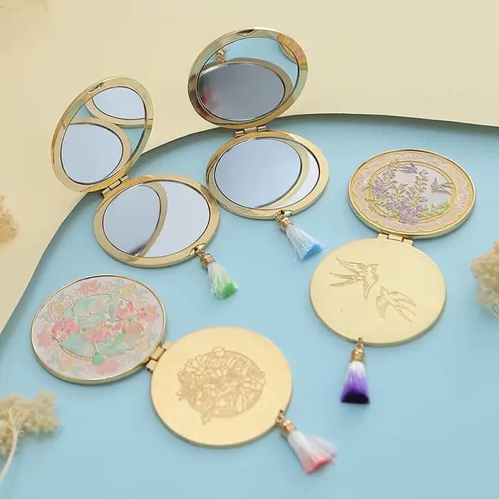 Miroir de maquillage en métal artisanal de Style chinois