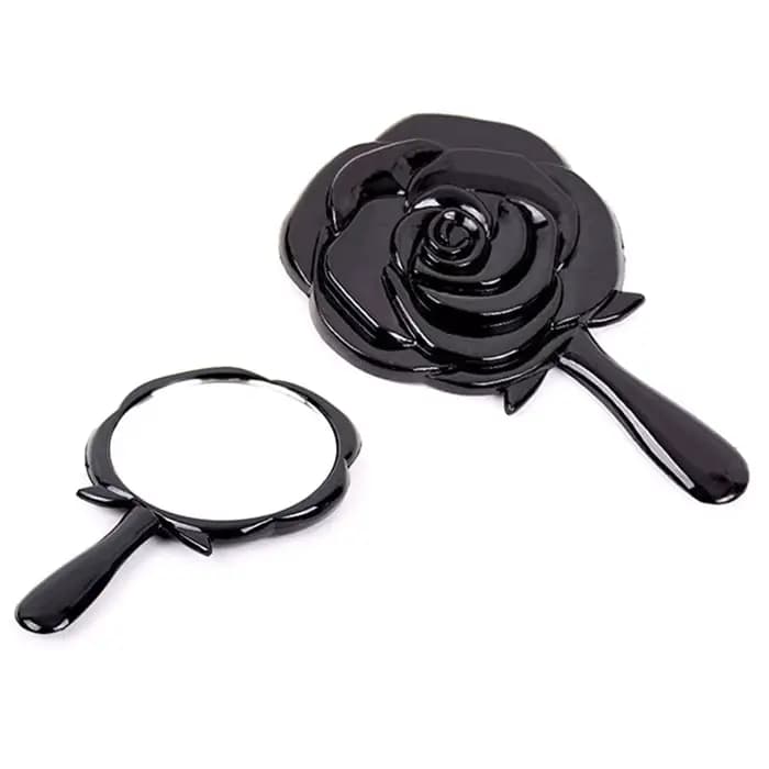 Miroir de maquillage vintage rose avec poignée pour femme