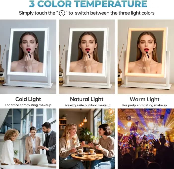 Miroir de maquillage éclairé style Hollywood