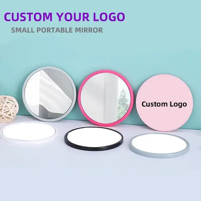 Gros petit miroir rond Logo personnalisé rouge rose blanc noir