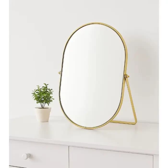Miroir cosmétique portable pliable ovale de style INS pour chambre