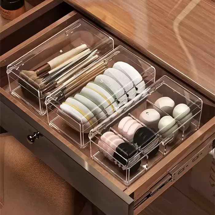 Boîte de rangement pour pinceaux de maquillage en acrylique transparent avec couvercle