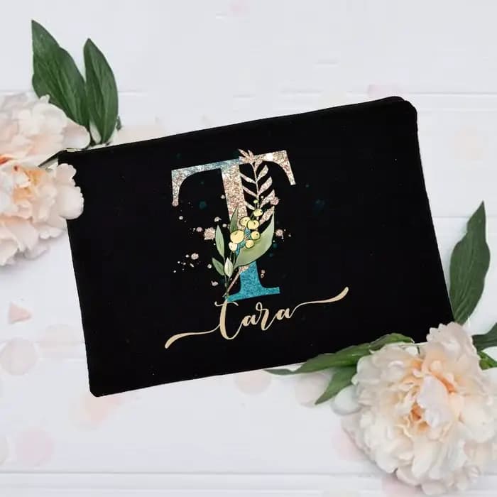 Trousse de maquillage personnalisée avec nom initial