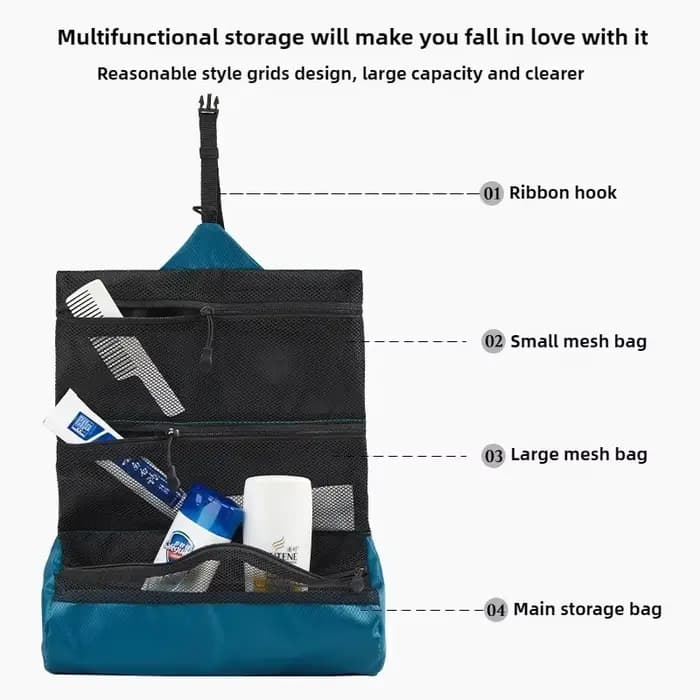 Organisateur de toilette pliable de qualité supérieure : sac de lavage portable étanche pour le camping