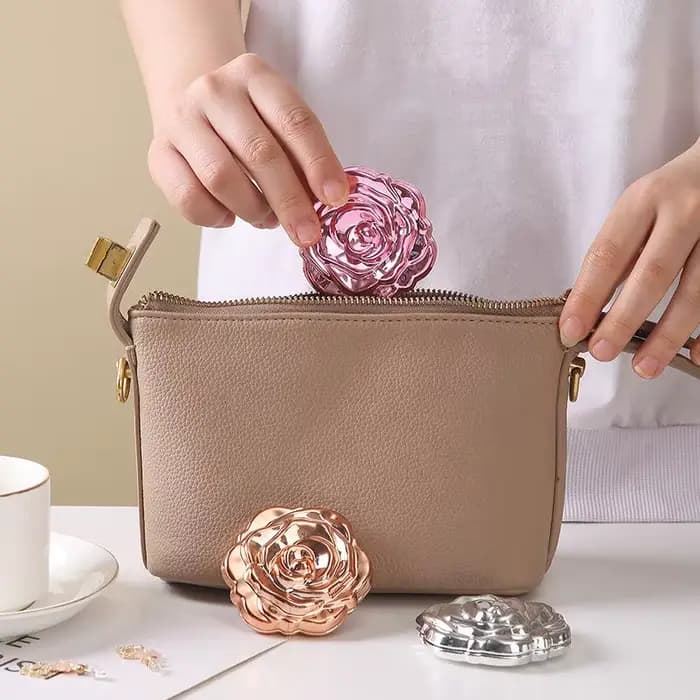 Mini miroir Portable rétro fleur de Rose