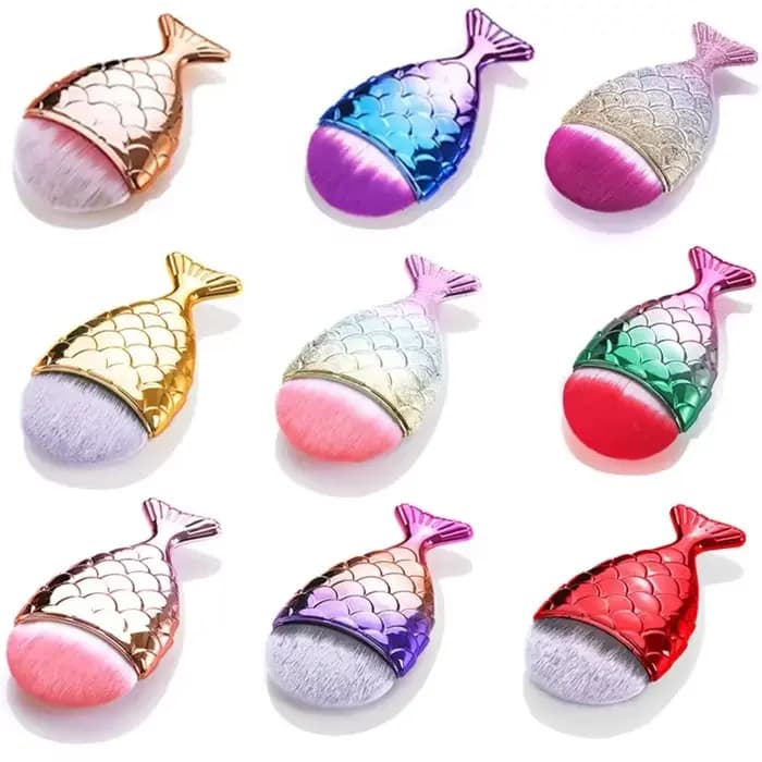 Pinceau de maquillage professionnel en forme de sirène pour le visage, fard à joues, fond de teint, cosmétique, poisson, kit d'outils de maquillage, poudre, outil d'art des ongles