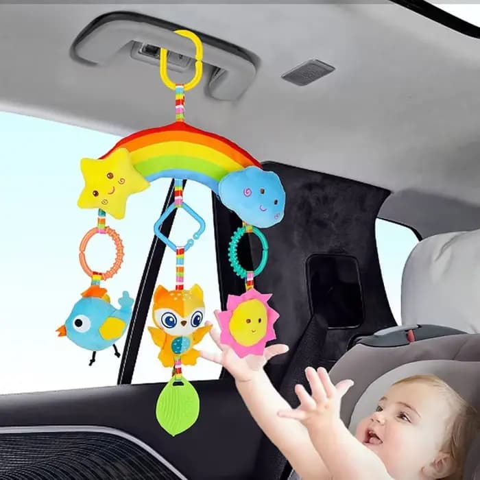 Jouets Sensoriels en Peluche Arc-en-ciel pour Bébé de 0, 3, 6 et 12 Mois, Accessoire de Voyage pour Poussette, Siège de Voiture