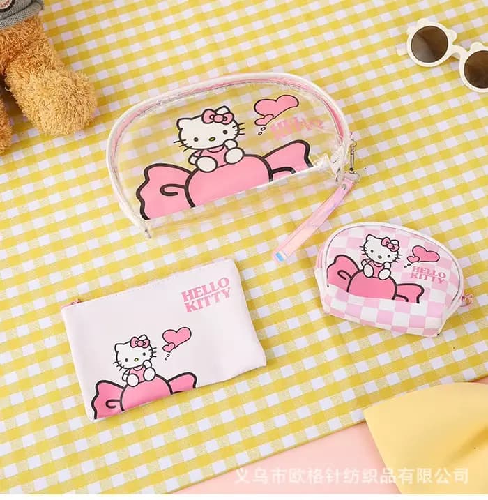 Ensemble de sacs de maquillage Kawaii Sanrio 3 en 1