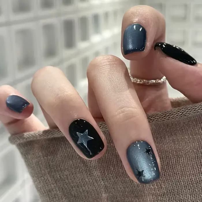 24 pièces cristal oeil de chat faux ongles avec colle court carré presse