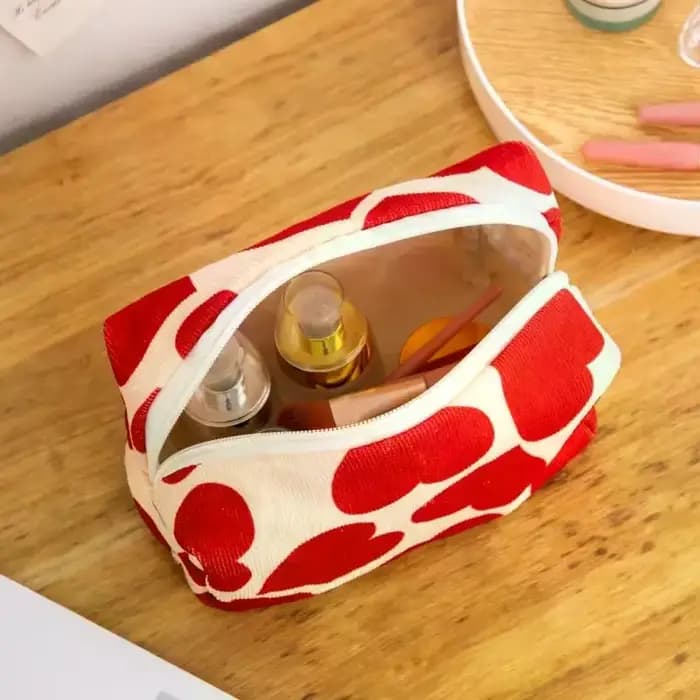 Sac à cosmétiques en velours côtelé pour femmes