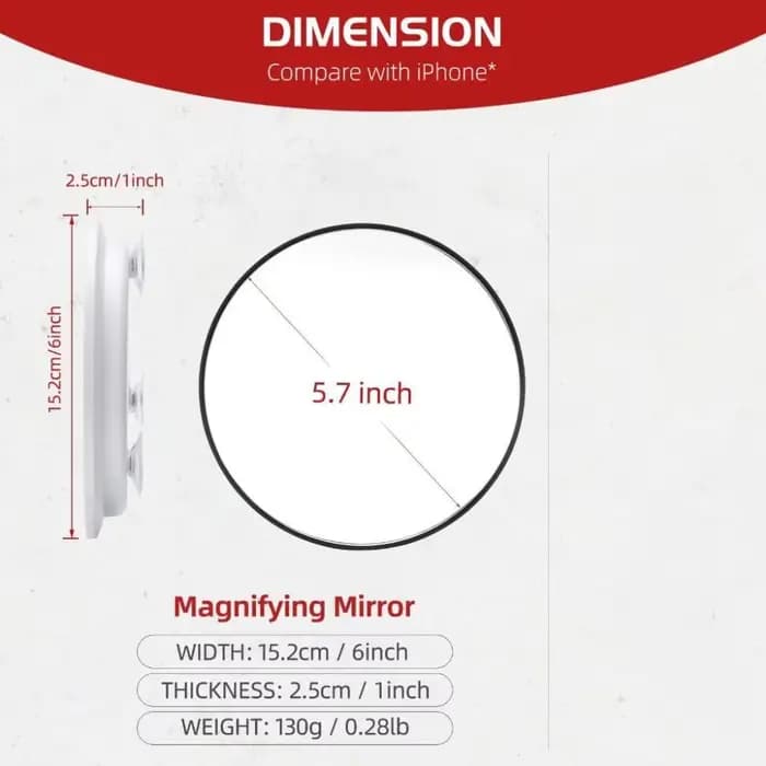 Miroir grossissant de maquillage rond 30X avec 3 ventouses